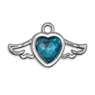 Colgante Eros corazón alado en metal y resina para bisutería Turchese