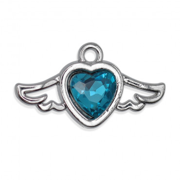 Pendentif Eros Argent Turquoise, cœur avec ailes | Tessiland