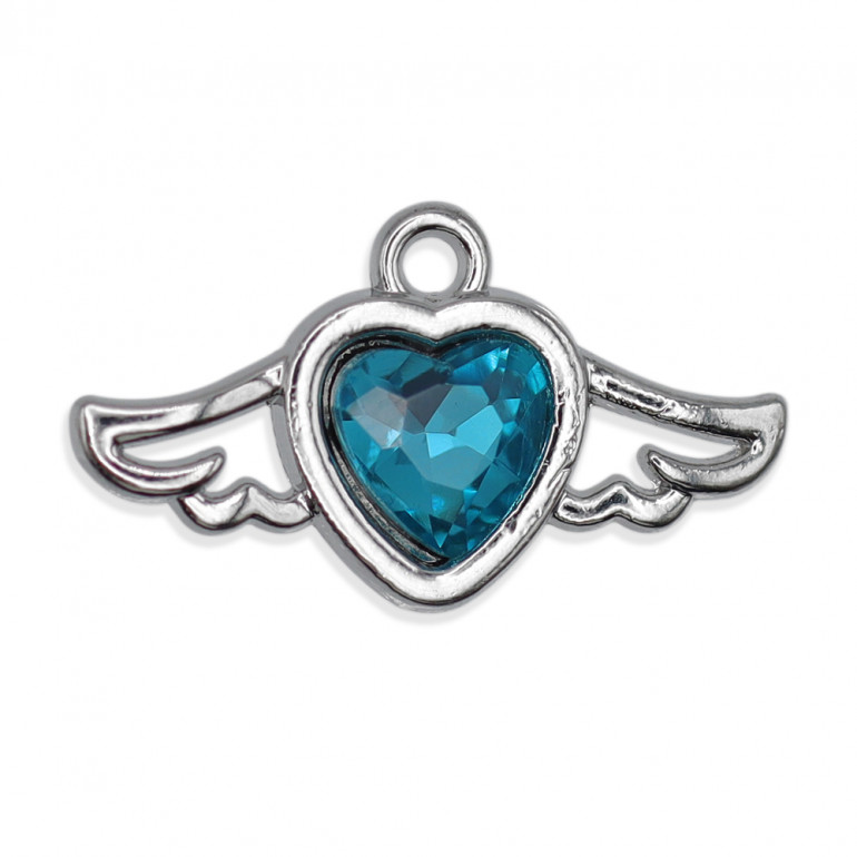 Pendant Eros Silver Turquoise, heart with wings | Tessiland