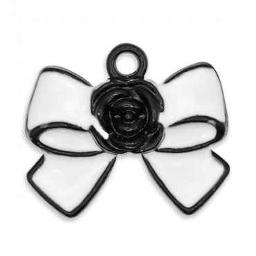 Colgante Lazo Charm Blanco, lazo con acabados negros | Tessiland