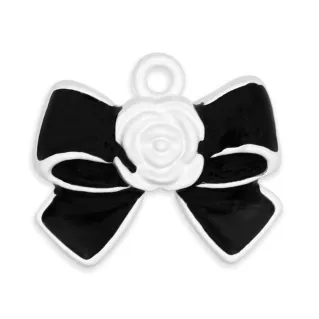 Pendentif Nœud Charm émaillé pour bijoux Noir