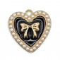 Pendentif Fiocco Heart Noir, cœur avec perles et nœud | Tessiland