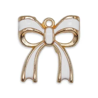 Pendentif Luxe Nœud émaillé avec finitions dorées pour bijoux Blanc