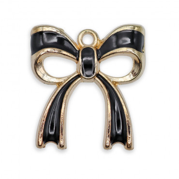 Lux Black Bow Pendant, gold bow | Tessiland