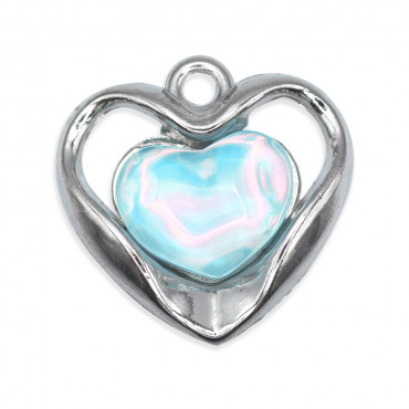 Freya Light Blue Pendant, heart with stone | Tessiland