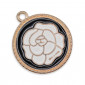 Grace White Pendant, round with golden rose | Tessiland