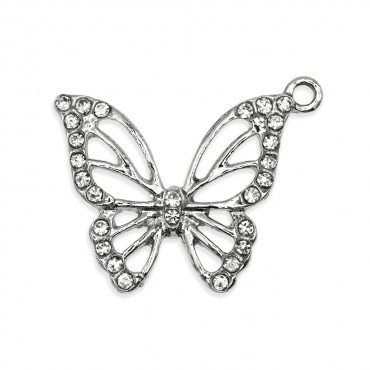 Latonia Silver Pendant, butterfly with rhinestones | Tessiland