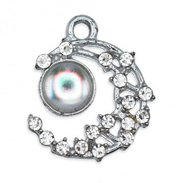 Pendentif Piper Argent, lune avec strass | Tessiland