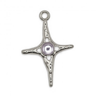Pendentif Polar Strass Argent, croix avec pierre | Tessiland