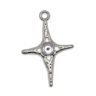 Polar Strass Cross Pendant with Embedded Stone for Jewelry Argento