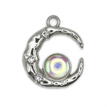 Pendentif Prue Argent, lune avec strass | Tessiland