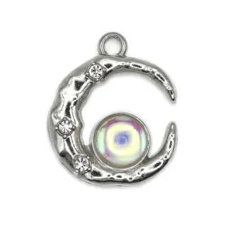 Pendentif Prue lune avec strass et pierre incrustée pour bijoux Argento