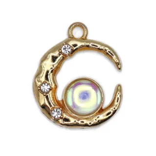 Pendentif Prue lune avec strass et pierre incrustée pour bijoux Oro