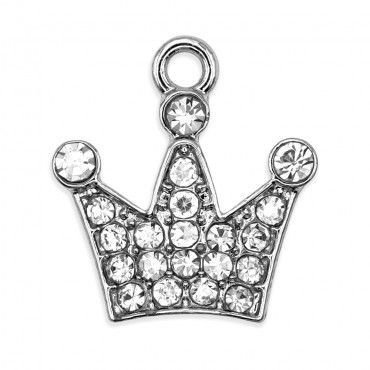 Pendentif Regina Argent, couronne avec strass | Tessiland