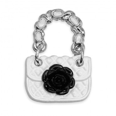 RoseBag Bianco, ciondolo pochette con rosa | Tessiland