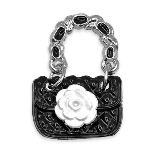 Pendentif pochette RoseBag avec rose pour bijoux Noir