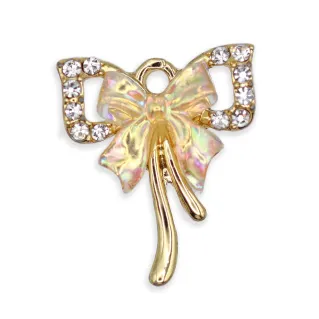Sailor Bow Pendant with Rhinestones and Iridescent Stone for Jewelry Oro