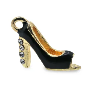 Shoe Pendant with Rhinestones for Jewelry Black