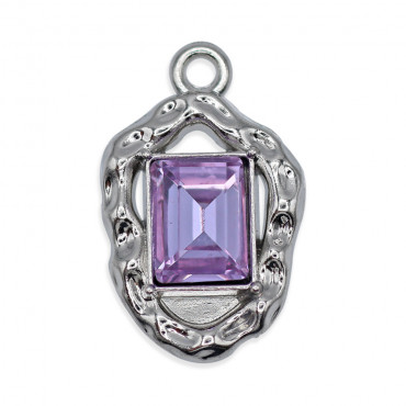 Colgante Escudo Plata Violeta, con piedra iridiscente | Tessiland