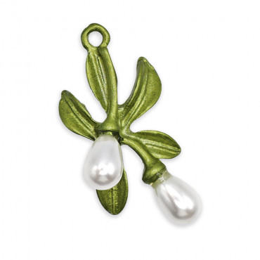 Calla with Pearl, leaf pendant with pearls | Tessiland