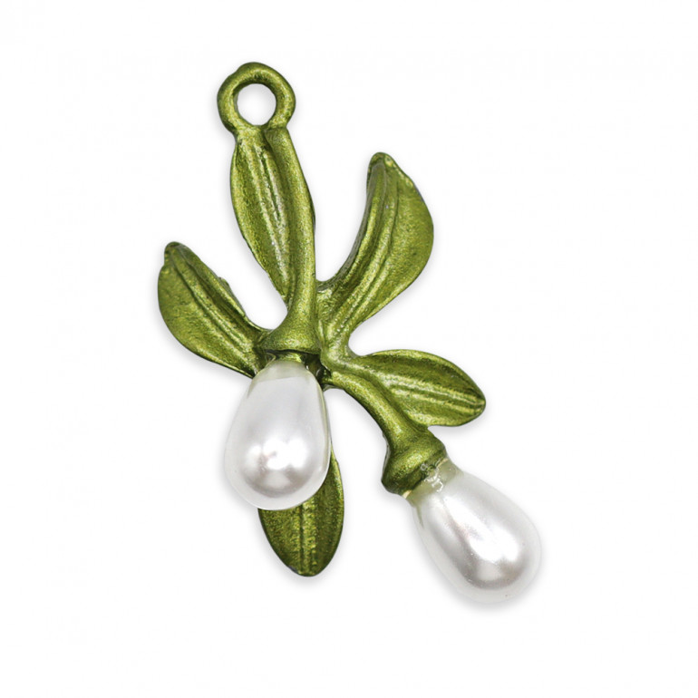 Calla avec Perle, pendentif feuilles avec perles | Tessiland