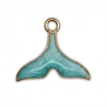 Marbled Turquoise Gold Tail, enameled metal Pendant | Tessiland