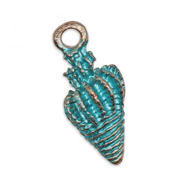 Pendentif Coquillage Turquoise Or en métal émaillé | Tessiland
