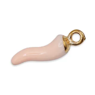 Lucky Horn Pendant in Resin with Gold Base for Bijoux Pink