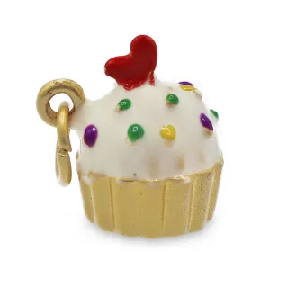 Pendentif Cupcake émaillé avec détails en relief pour bijoux Bianco oro