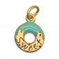 Donut Bleu clair Or, pendentif en métal émaillé | Tessiland