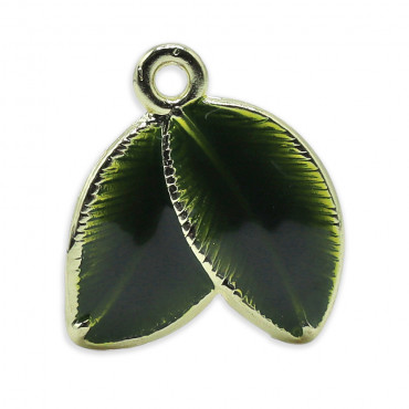 Folia Verte, pendentif feuille en métal émaillé | Tessiland