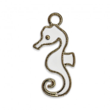 Hippocampe Blanc, Pendentif en Métal | Tessiland