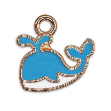 Migaloo Bleu Clair Pendentif en métal émaillé Baleine | Tessiland