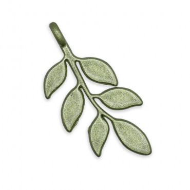 Sagea, enamelled metal sage leaf pendant | Tessiland