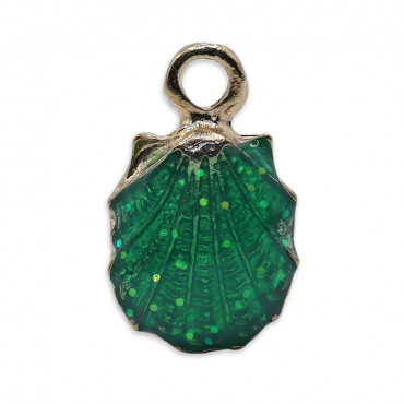Ciondolo conchiglia Shellux smaltato con glitter Verde
