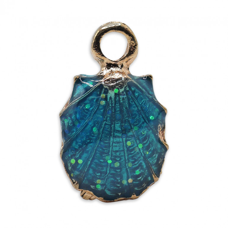 Shellux Petroleum Blue, Shell enameled metal Pendant | Tessilan
