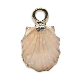 Pendentif coquillage Shellux émaillé avec paillettes Beige