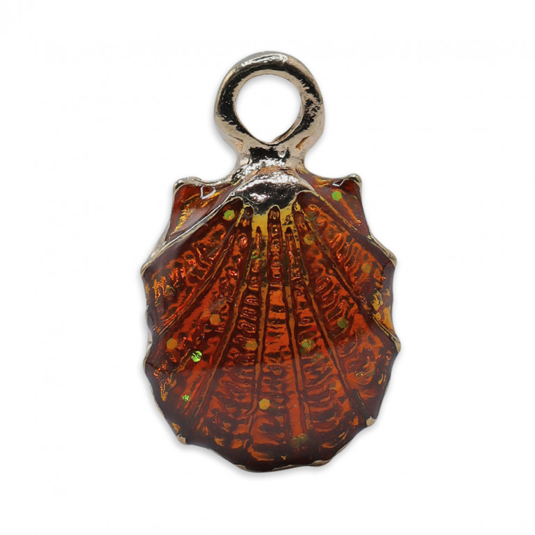 Shellux Marron, Pendentif en métal émaillé Coquillage | Tessiland