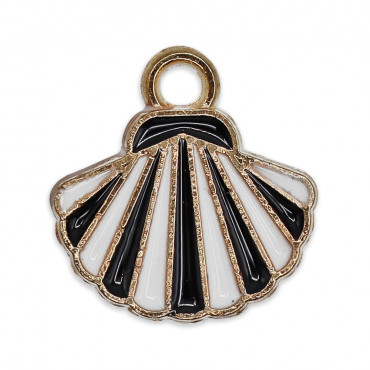 Shelly Black White, Shell enameled metal Pendant | Tessiland