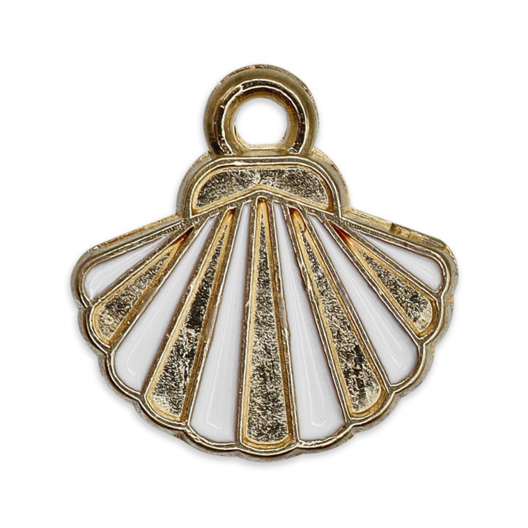 Shelly Gold White, Shell enameled metal Pendant | Tessiland
