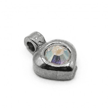 Rhodium Crystal Heart Charm | Tessiland