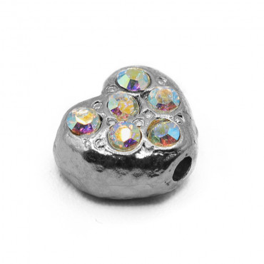 Breloque Cœur Cristal Rhodium | Tessiland