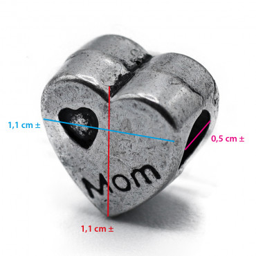 Charms Argento Cuore Mom