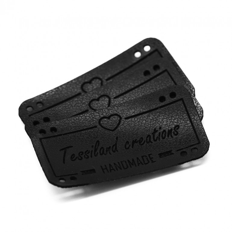 Custom tags Love eco leather black