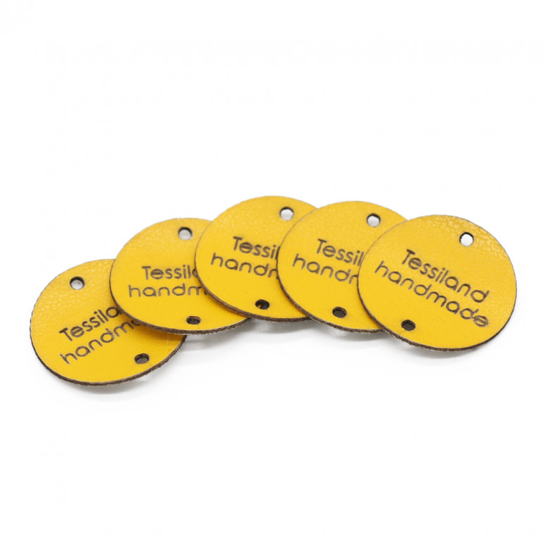 Targhette Personalizzabili Cerchio conf. 5 pz Eco Giallo