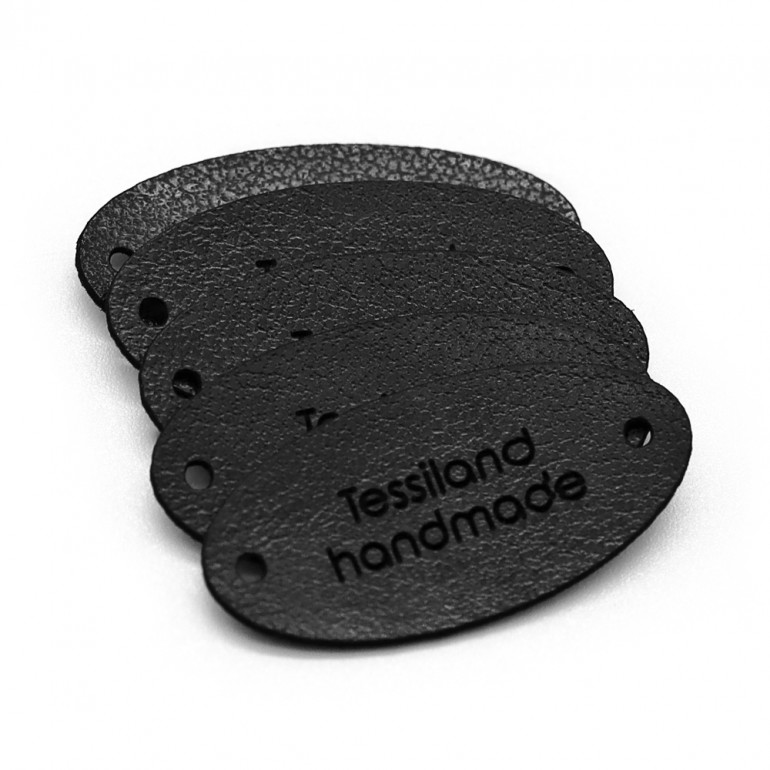 Custom Tags Oval 5 pcs Eco Leather Black