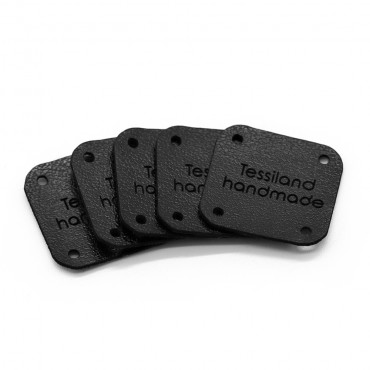 Targhette Personalizzabili Quadrato conf. 5 pz Ecopelle Nero