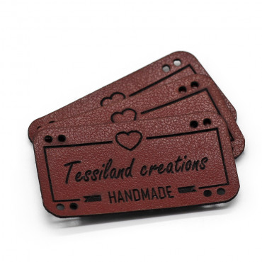 Custom tags Love eco leather Burgundy