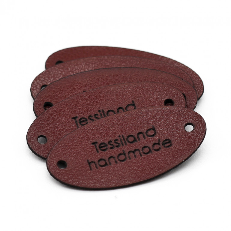 Plaques Personnalisables Ovale 5 pcs Éco-cuir Bordeaux