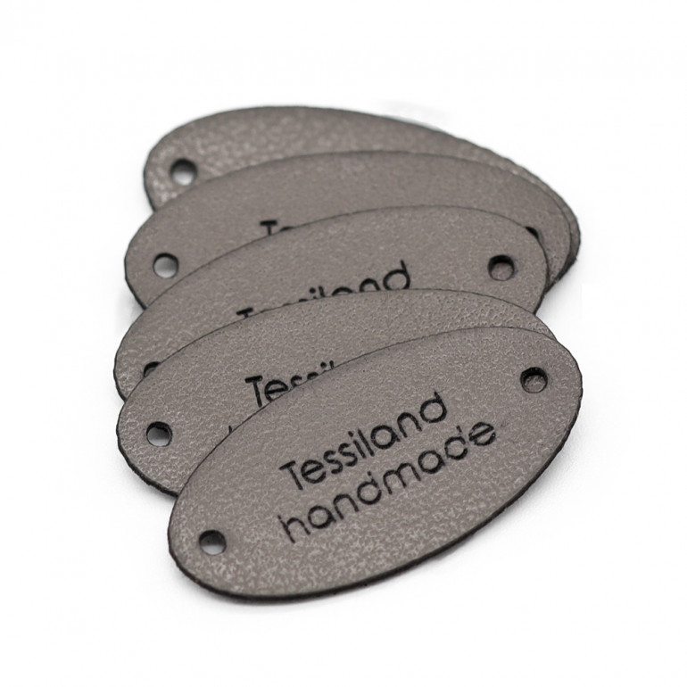 Custom Tags Oval 5 pcs Eco Leather Dove Gray